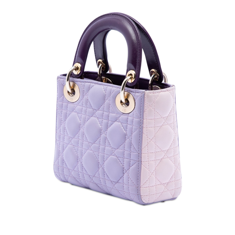 Pre-Loved Dior Mini Tricolor Lambskin Cannage Lady Dior - Picture 2 of 6